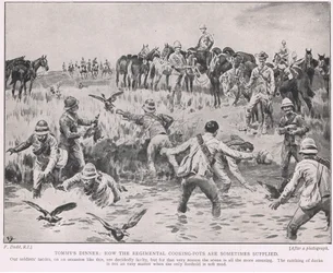 Tommyn ruokasali; miten rykmentin keittoastiat joskus toimitetaan